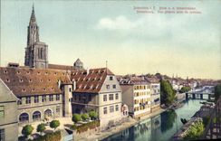 POSTAL Estrasburgo de la VENDIMIA vista del puente de la ménsula