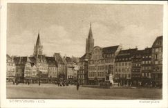 POSTAL Estrasburgo Kleberplatz de la VENDIMIA