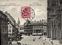 POSTAL Strasburg Munsterplatz U Altes Haus Kammerzell de la VENDIMIA