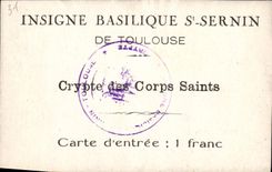 Input card format VINTAGE POSTCARD Holy Sernin Of Toulouse