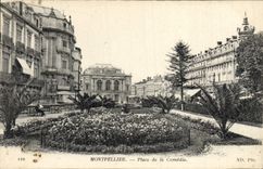 VINTAGE POSTCARD Montpellier Places Comedy