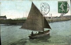 Barco de Trouville de la POSTAL de la VENDIMIA del barco del pecado