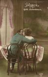 VINTAGE POSTCARD Fantasy Woman Man Soldier Militaria Intimacy Idylle Enchanter
