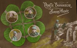 CPA Fantaisie Homme Soldat Militaria Trefle Tranchees Porte Bonheur Bonne Annee