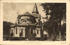 VINTAGE POSTCARD Auvergne Pittoresque Bourboule the church Dimensions apse and the boulevard G Clemenceau