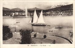 CPA Geneve La Rade Bateau