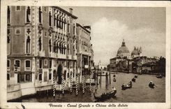 VINTAGE POSTCARD Venezia Canal Large E Chiesa della Salute