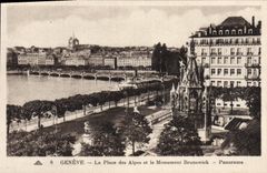 CPA Geneve La Place des Alpes et le Monument Brunswick Panorama