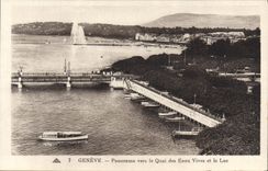 CPA Geneve Panorama vers le Quai des Eaux vives et le Lac