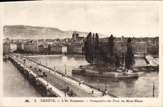 CPA Geneve L'Ile Rousseau Perspective du Pont du Mont Blanc