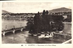 VINTAGE POSTCARD Geneva Panorama and Mont Blanc