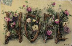 CPA Fantaisie Fleurs Noel