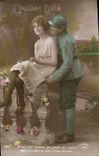 VINTAGE POSTCARD Fantasy Woman Militaria Soldier the Divine moment