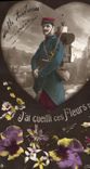 CPA Fantaisie Soldat Militaria Coeur Fleurs