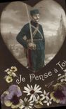 CPA Fantaisie Homme Soldat Militaria Coeur 
