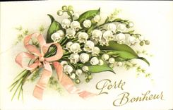 VINTAGE POSTCARD Fantasy Flower Gate Happiness Lily of the valley