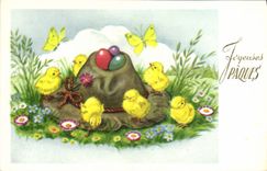 CPA Fantaisie Poussins Joyeuses Paques