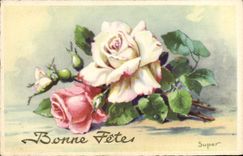 CPA Fantaisie Fleurs Bonne Fete