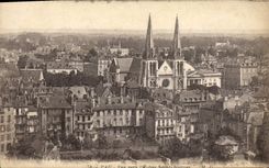 POSTAL Pau de la VENDIMIA vista hacia la iglesia Sainte Catherine