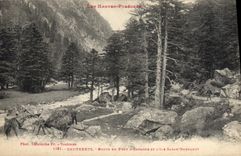 CPA Cauterets Route du pont d'Espagne et l'ile Sarah Bernhardt