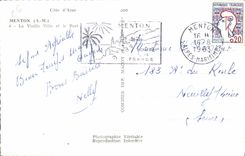 POSTAL MODERNA Menton la ciudad vieja y los barcos portuarios