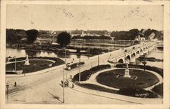 VINTAGE POSTCARD Tours the Public gardens Rabelais and Descartes and the bridge on the Loire