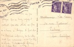 VINTAGE POSTCARD Tours the Public gardens Rabelais and Descartes and the bridge on the Loire