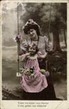 VINTAGE POSTCARD Fantasy Child wife Swing