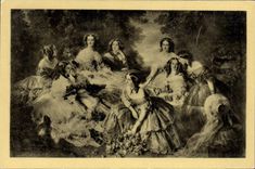 VINTAGE POSTCARD Castle De Malmaison Winterhalter the Eugenie empress and her lady-in-waitings