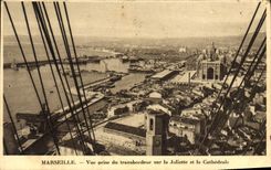CPA Marseille Vue Prise Du Transbordeur Sur La Joliette Et La cathedrale