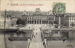 CPA Le Havre Le Pont Du Commerce Et La Bourse Bateau