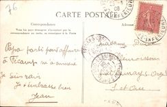 Acantilados de Fecamp de la POSTAL de la VENDIMIA con el agujero con el perro
