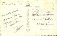 VINTAGE POSTCARD Paris the Automobile Moulin-Rouge Montmartre the hell of the Tropics Hayworth Mitchum Lemmon