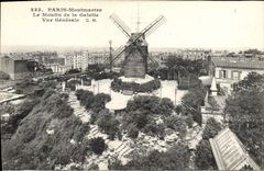 VINTAGE POSTCARD Paris Montmartre the Mill of Wafer View