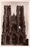 CPA Reims La Cathedrale apres la Guerre La Facade Militaria