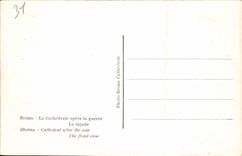 CPA Reims La Cathedrale apres la Guerre La Facade Militaria