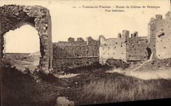 VINTAGE POSTCARD Fountain of Vaucluse Ruins of the Castle of Petrarque Seen Interior