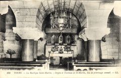 VINTAGE POSTCARD Tours the Basilica Saint Martin Crypt and Tomb of Saint Martin place of pilgrimage