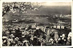 VINTAGE POSTCARD Genova Panorama Dal Righi Bateyaux