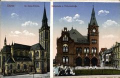 CPA Duren Saint Anna Kirche Sadschule u Victoriastrafe