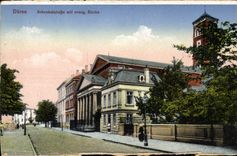 CPA Duren Schenkelstrafse mit evang Kirche