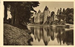 CPA Josselin Les bords de l'Oust et le chateau