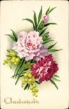 CPA Fantaisie Fleurs Anniversaire