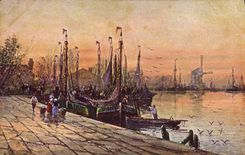 CPA Bouchain Pres Cambrai Bateaux Moulin a vent