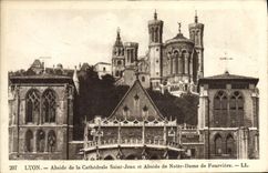 CPA Lyon Abside de la Cathedrale Saint Jean et Abside de Notre Dame de Fourviere