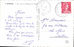 CPM Saumur Vue Vers le Chateau et l'Eglise