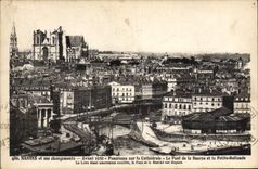 VINTAGE POSTCARD Nantes and its changes Before Panorama on the Cathedral the bridge of the Stock Exchange and the small one Netherlands