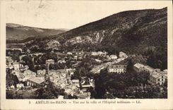 VINTAGE POSTCARD Amelie Les Bains Seen on the City and the Military hospital