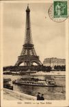 CPA Paris La Tour Eiffel Bateau Peniche 