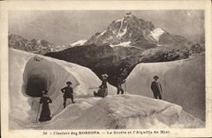 VINTAGE POSTCARD Glaciers Of Let us work the Cave And I' Aiguille South Alpinism